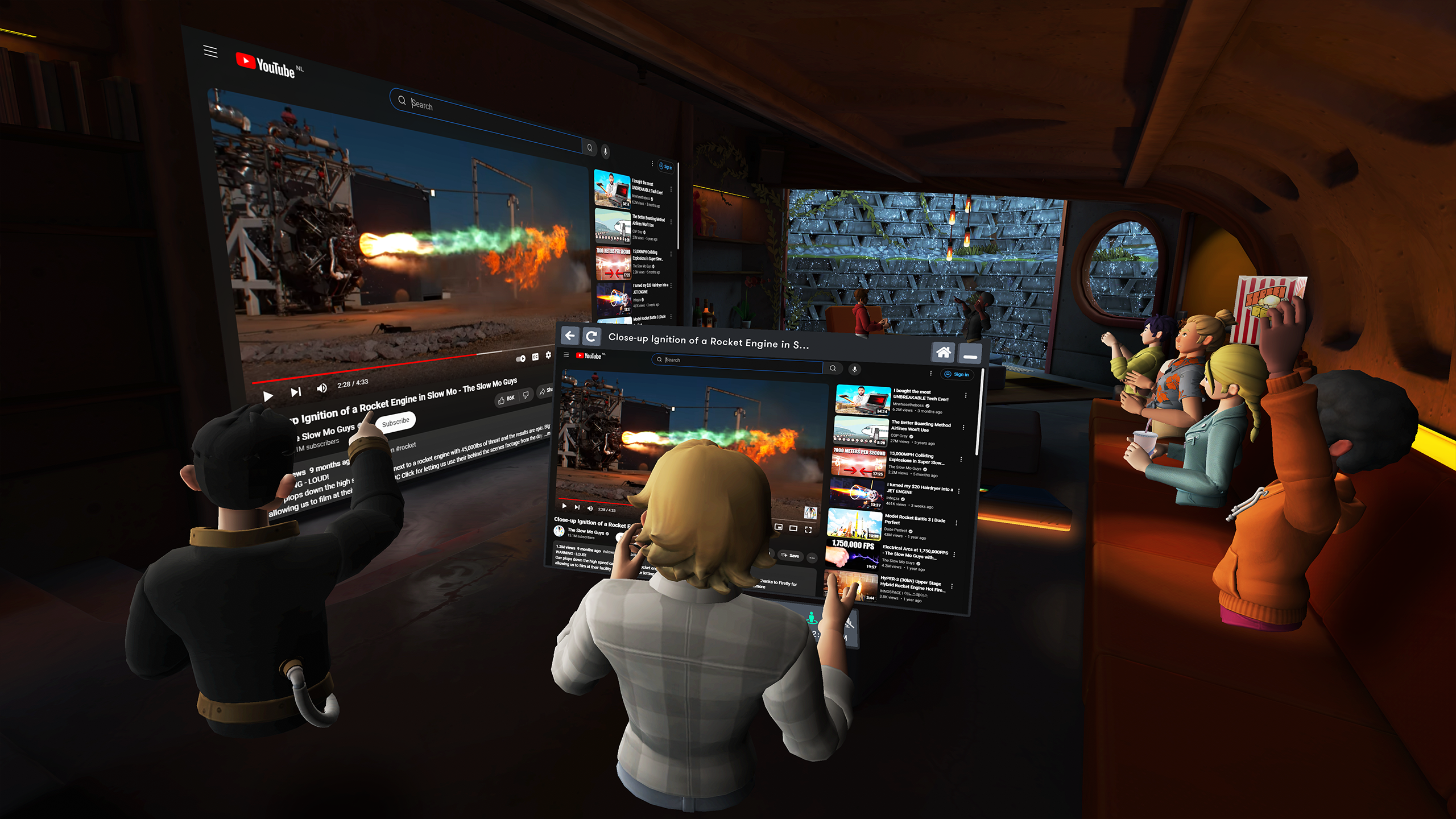 Bigscreen avatars streaming YouTube together