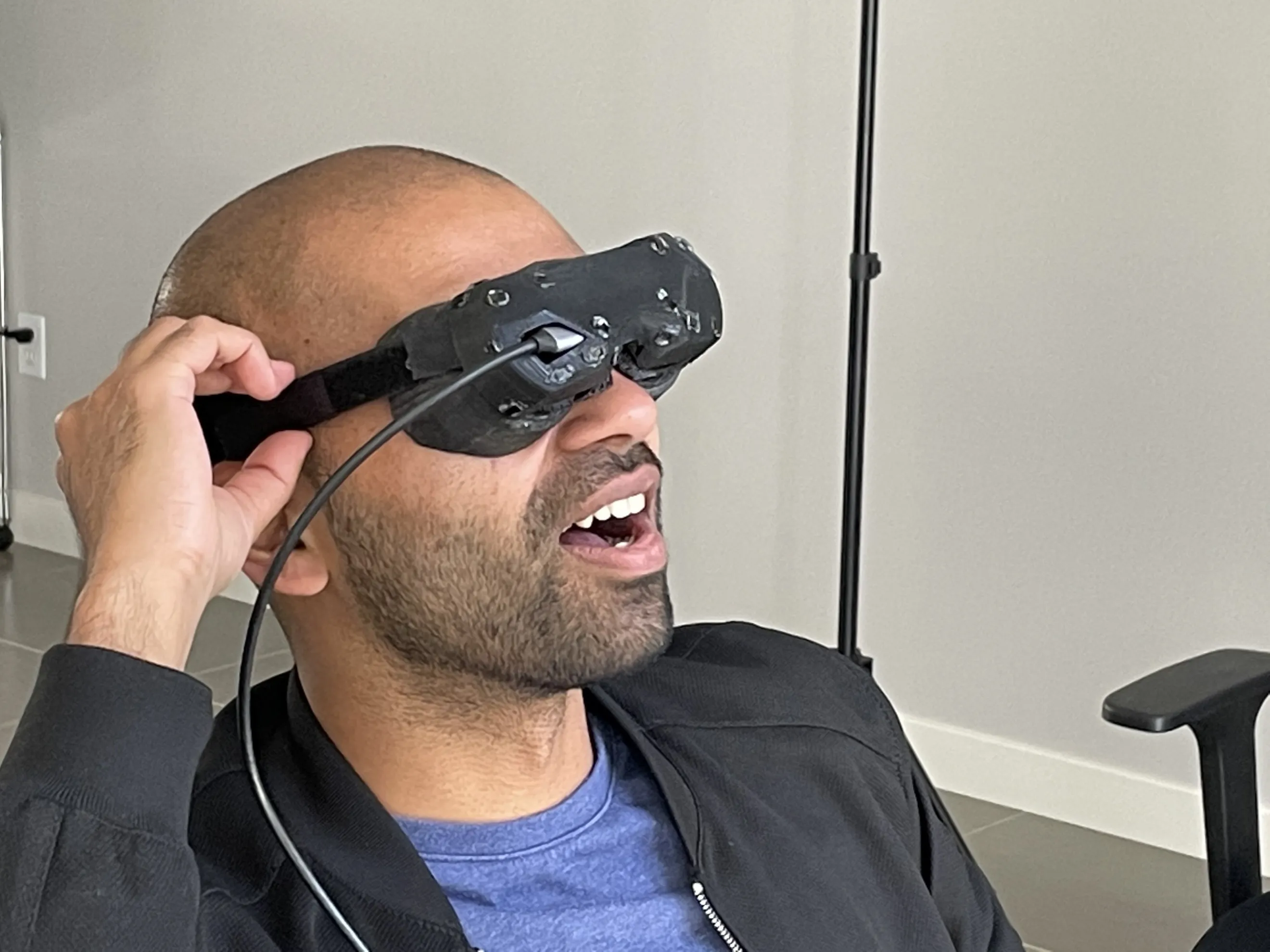 Darshan, Bigscreen founder, wearing Beyond