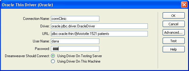Parameter values specified for server.