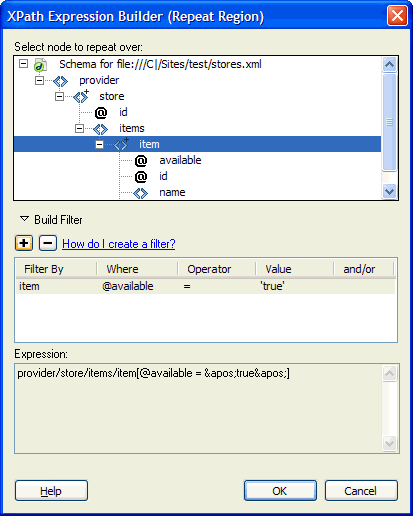 Select the node and value that restrict the result set
