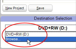 Select Browse from the Destination Selection box to pick a hard drive location for your disc image file.