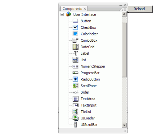 Reload menu item in Components panel menu