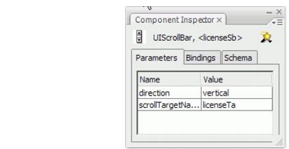 Parameters tab in the Component inspector