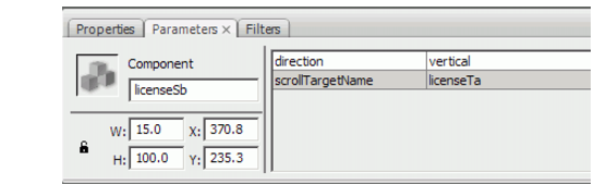 Component instance name field in the Properties inspector